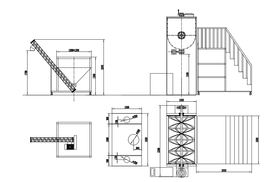 1000L Horizontal Ribbon System with Screw Conveyor 1000L Horizontal Ribbon System with Screw Conveyor
