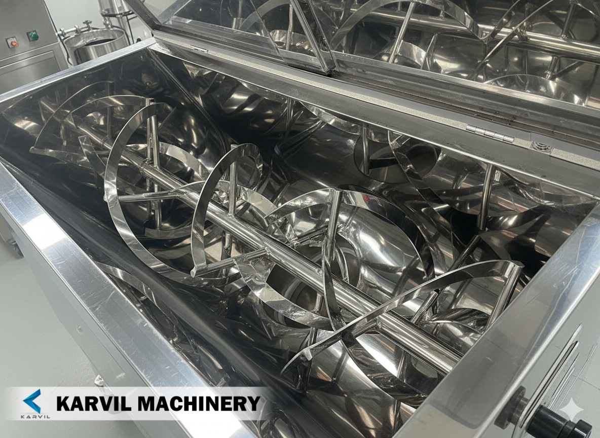 Eliminating Dead Spots in Dry Powder Mixing: The Karvil Horizontal Ribbon Blender